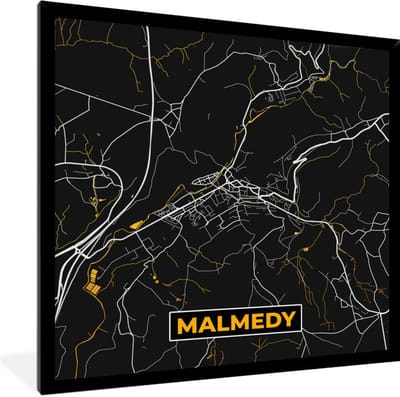 Fotolijst incl. Poster - Plattegrond - Goud - Malmedy - Kaart - Stadskaart - 40x40 cm - Posterlijst