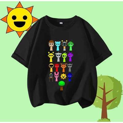 Mode Sprunki Kinder T-shirt Zomer Kinderen Incredibox Spel Katoen Korte Mouw Top Jongen Anime Schattig T-shirt Meisje Casual Kleding Cadeau 140 yellow