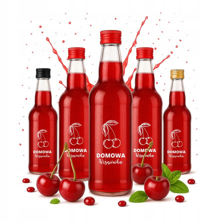 Bimberek Monopol Serie - Glazen Flessen - 500ml - Met Overschift 'Domowa Wiśniówka'