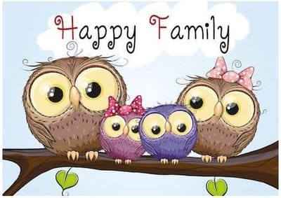 Wizardi Diamand painting WD2319 - Owl Family 38x27 cm