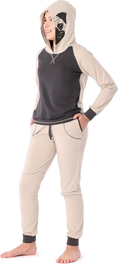 Ladeheid Meisjes Pyjama - met Capuchon - Lange mouwen - Lange broek - Katoen - LA-LA40-237-PJ - Beige Mop - 158