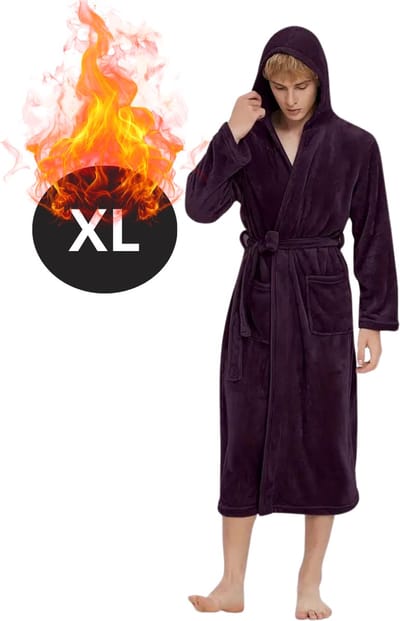 Bovista Badjas Heren - Fleece - Katoen - Badstof - Sauna - Hamam - Wafel - Bathrobe - Duster - Ochtendjas - Spa - Kimono - Paars XL