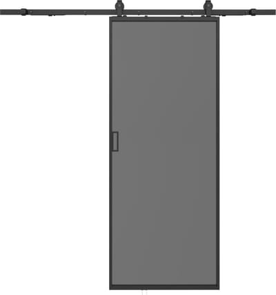 Vente-unique Schuifdeur met opbouwsysteem - Aluminium en gehard rookglas - H205 x L73 cm - LINCI II