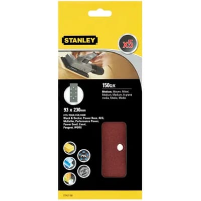 Stanley Schuurvel - K150 - Aluminiumoxide - 93x230mm - 5 Stuks