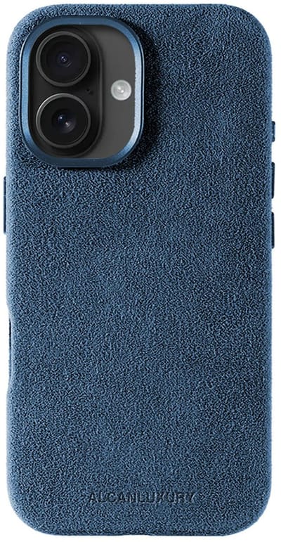 Alcanluxury Alcantara telefoonhoesje geschikt voor Apple iPhone 16 - Ocean Blue