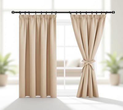 Maison Elara Verduisterende Gordijnen Beige 2 Stuks Dicht Zachte Stof Inclusief Banden 140x145 cm