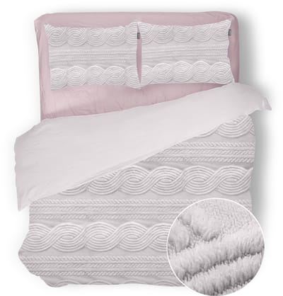 Eleganzzz Dekbedovertrek Jacquard Teddy Pluche - Baby Pink - Jacquard Teddy Dekbedovertrek - Dekbedovertrek 200x200/220cm - Tweepersoons dekbedovertrekken - 200x220cm - Teddy Dekbedovertrek - Fluffy Dekbedovertrek - Effen Dekbedovertrek