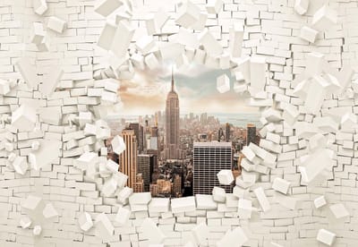 Fotobehang New York City Skyline Brick | XL - 208cm x 146cm | 130g/m2 Vlies