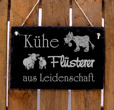 Leisteen Deurbord - Decoratiebord Dier - Boerderij Inrichting - Handvervaardigd Uniek Stuk - 22 x 16 cm - Natuursteen