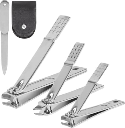 Nuvance Nagelknipper - 4 in 1 - Incl. Nagelvijl - Nageltang - Teennagelknipper - Kalknagel - Zilver
