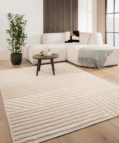 Scandinavisch vloerkleed - Arc Edge crème 80x150