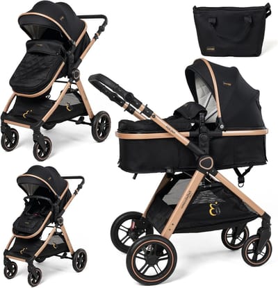 Bebelissimo - Wandelwagen Voor kinderen tot 22 kg - Reissysteem van 0 tot 48 Maanden - Buggy - Reiswieg voor Pasgeborenen