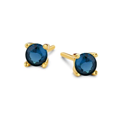 New Bling 9NB-0733 Zilveren Oorknopjes - Dames - Zirkonia - 3 mm Doorsnee - Blauw - Zilver - Gold Plated (Verguld/Goud op Zilver)