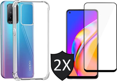 Hoesje geschikt voor Oppo A94 5G - Shock Proof Case - 2x Screenprotector Glas Full Screen Protector