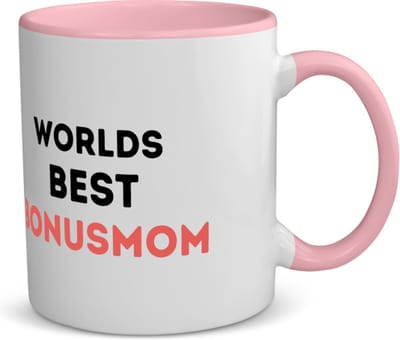 Akyol - worlds best bonusmom koffiemok - theemok - roze - Mama - de beste bonusmoeder - moeder cadeautjes - moederdag - verjaardagscadeau - verjaardag - cadeau - geschenk - kado - gift - moeder artikelen - 350 ML inhoud