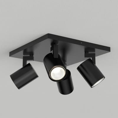 Kona plafondspot GU10 plafondlamp, GU10 max 4x50W 230V, zwart. Grootte: 24x24x11cm.