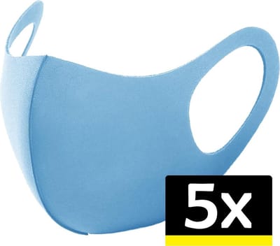 Mondkapje Wasbaar Mondmasker Blauw Mondkapjes Niet-medisch - 5 stuks