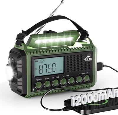 MELVRA Noodradio - 12000mAh Powerbank - Wereldontvanger AM/FM/SW - Dynamo & Handslinger - Zaklamp & Leeslamp - SOS Alarm - USB-C - Survival Radio - Oranje