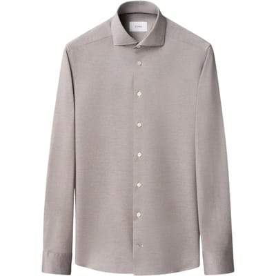 Eton Filo Di Scozia Knit Shirt Lange Mouw Overhemden Grijs 100014987