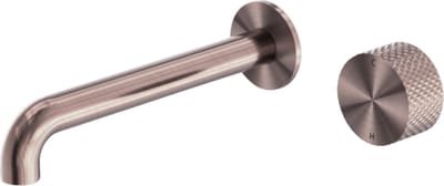 Owen & Finch Messing Inbouw Wandmengkraan – Geborsteld Satijn Brons | Brushed Satin Bronze | Rosé Gold – Draaibare Mengkraan met Diamantkarteling – Progressief Systeem – PVD Afwerking - uitloopmaat 185mm