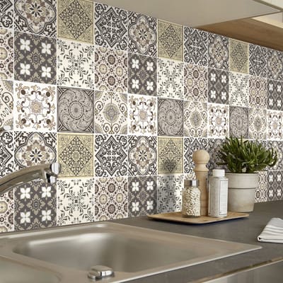 Muurstickers - Zelfklevende tegelmuurstickers voor keuken en badkamer - 9 cementtegelstickers - 9 stickers 40x40cm