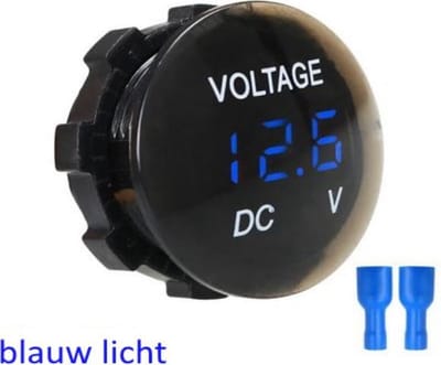 Voltmeter digitaal inbouw 6-48V |Auto, motorfietsen, boot | waterdicht en stofdicht| Blouw | 36x16mm