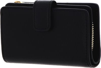 COCCINELLE Leren Portemonnee Metallic Textured Leather Wallet Noir Zwart