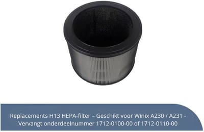 Replacements H13 HEPA-filter – Geschikt voor Winix A230 / A231 - Vervangt onderdeelnummer 1712-0100-00 of 1712-0110-00