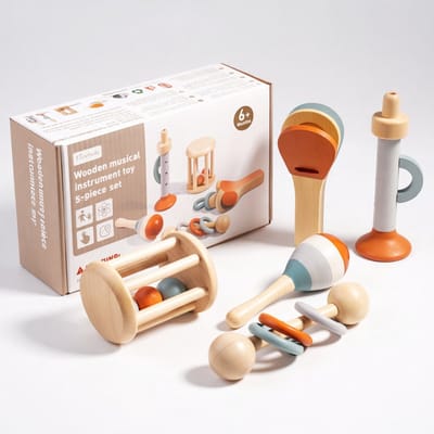 Bextunio Houten Muziek Instrumenten Set – 6 Delig Educatief Speelgoed voor Kinderen