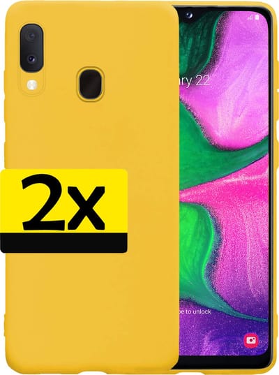 Hoesje - 2 Stuks - Geschikt voor Samsung Galaxy A20e - Sterk & Shockproof - Case Siliconen - Back Cover - Telefoon Hoes - Telefoonhoesjes - Geel