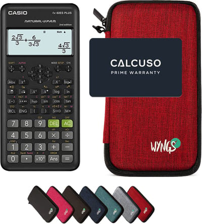 Casio fx-82ES Plus 2nd edition incl. WYNGS Beschermhoes Rood - Wetenschappelijke Rekenmachine - Basis Pakket