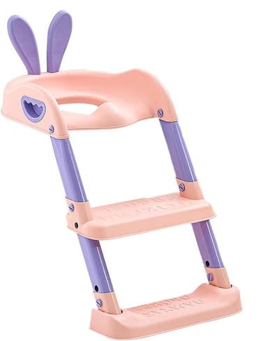 Kinder Toiletbril - Potjestraining Stoel - Zindelijkheidstraining - Inklapbaar met Ladder - 37 x 20 x 37 cm - Roze