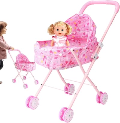 Poppenwagenset - Poppenwagen accessoires - Rollenspel spelen - Simulatie speelgoedcombinatie - 111 x 265 x 111 cm - Meerkleurig