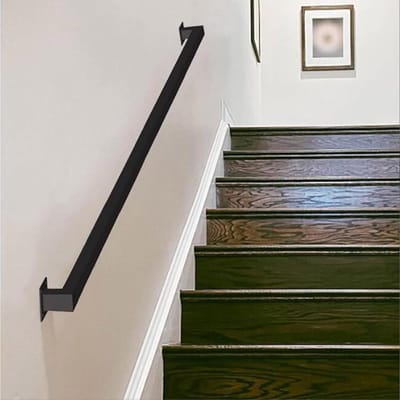 Trapleuning Zwart Metaal - Smeedijzeren Leuning Stang - Veilig Traplopen - Stabiele Muurbevestiging - 180cm - Zwart