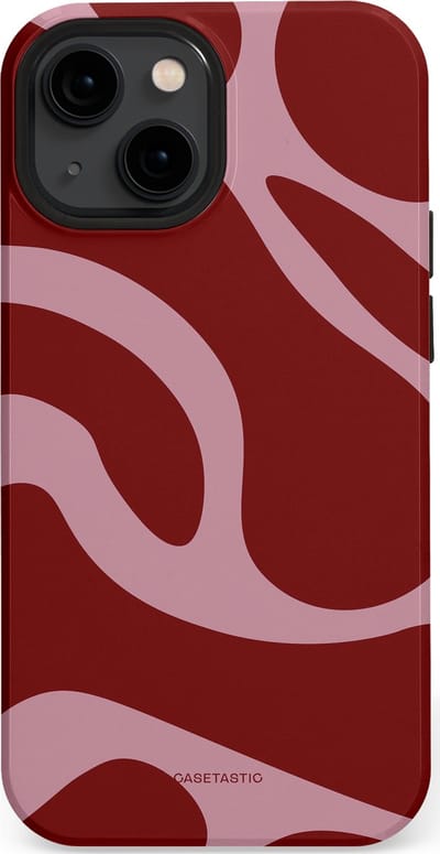 Casetastic hoesje geschikt voor Apple iPhone 13 mini - MagSafe - Dubbellaagse bescherming - Roze Rode Framboos Blobs - Fashion Case - Bordeaux Lila