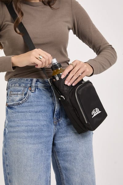 Thermos/Waterfles Houder - Crossbody Tas - Telefoontasje (Geïsoleerd) Zwart