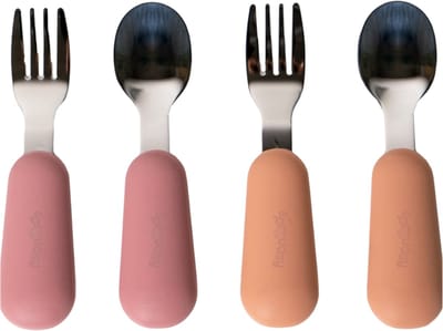 Sproudsy Kinderbestek - vanaf 1 jaar - Baby Bestek - BPA-Vrij - Roze Oranje