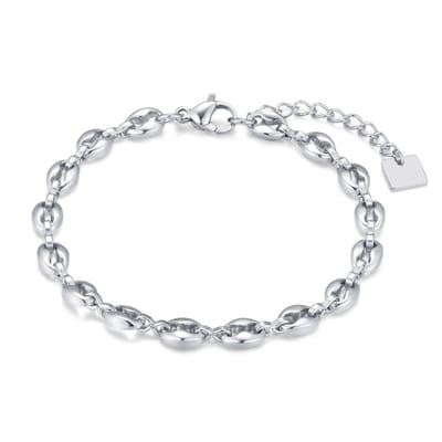Twice As Nice Armband in edelstaal, ovaaltjes 16cm+3cm