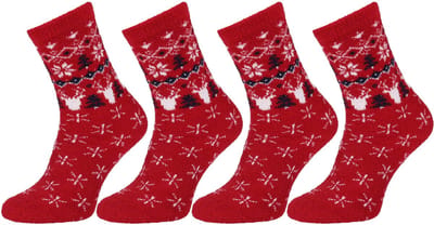 2x Warme, rode sokken met kerstpatroon, OEKO-TEX certificaat