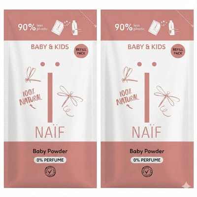 Naïf - Babypoeder - Navulverpakking - Baby & Kids - 100% Natuurlijk - Parfumvrij - Dermatologisch Getest - 2x80gr