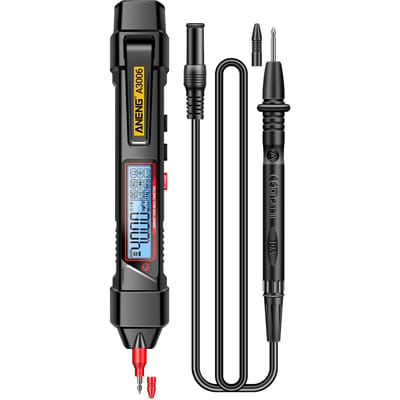 ANENG A3006 Pentype digitale multimeter 4000 count ACDC-spanningstester Nulbrandlijndetector Standard Configuration zwart