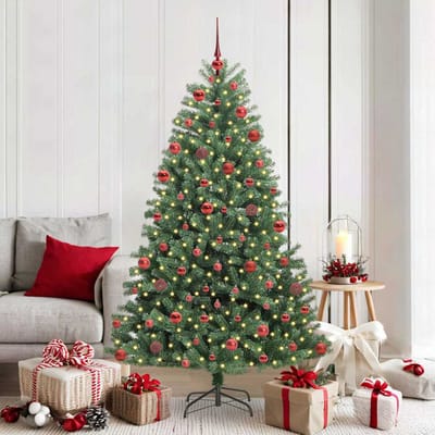 vidaXL - Kunstmatige - Hinged - Kerstboom - Groen - 180 - cm - PVC - en - Metalen