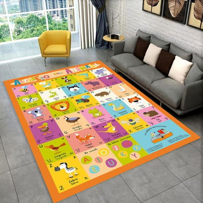 ABC Cartoon Alfabet Kinderen Kruipen Kinderen Speelkamer Vroege Educatie Gebied Tapijt, Tapijt voor Woonkamer Slaapkamer Bank, Antislip Mat 40x60cm