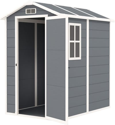 4goodz Tuinschuur Metaal met Vloer - Raam en Deur - 186x131x198 cm - Grijs