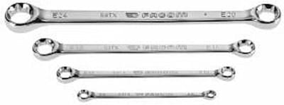 Torx ringsleutelset - Dubbele ring - Klusserij en reparatie - Verchroomde afwerking - 4-delig - Zilverkleurig