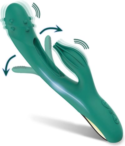 Dragon Speer Vibrator met Bewegende Tong in Schacht en Lamellen Ontwerp voor Clitorale Stimulatie - Geschikt voor Mannen en Vrouwen 30 cm