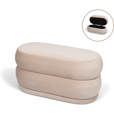 Milton & Oldbrook Velvet Poef + Opbergbox Catania Beige