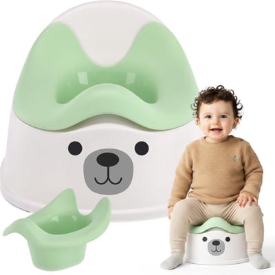 Kinder Potty - Potje Baby - Zindelijkheidstraining - Ergonomische Rugleuning - 32x12.5 cm - Groen-Wit