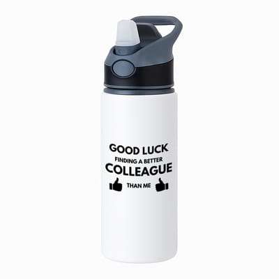 Hacebo® - Good luck finding waterfles met rietje zwart - Collega - succes - werk - afscheidscadeau - verjaardagscadeau - kado - water fles - 650ML