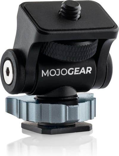 MOJOGEAR mount met cold shoe voor lamp/monitor/microfoon - 360 graden Draaibaar en 180 graden Kantelbaar — Monitor mount - Microfoon mount - Light mount - Tilt Head voor camera en statief - Metaal - Zwart
